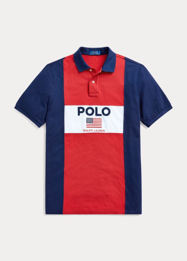 Camisa Polo Polo Ralph Lauren Hombre Rojos Multicolor - Flag Mesh All Fits - HLQUK8703